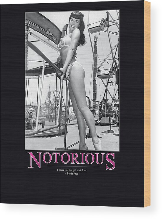Retro Images Archive Wood Print featuring the photograph Notorious Bettie Page by Retro Images Archive