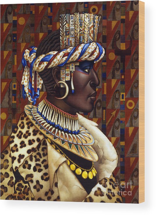 African Wood Print featuring the painting Nubian Prince by Jane Whiting Chrzanoska