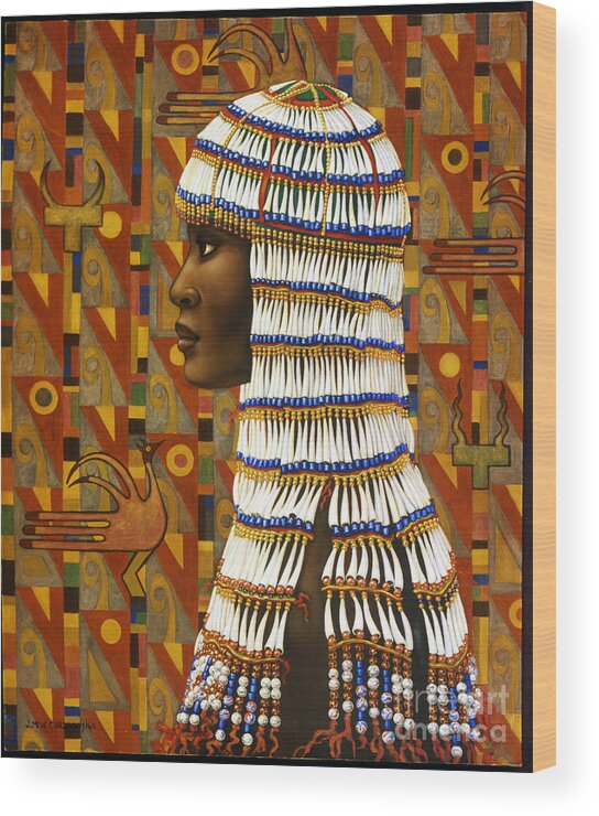 Nubian Wood Print featuring the painting Nubian Princess by Jane Whiting Chrzanoska