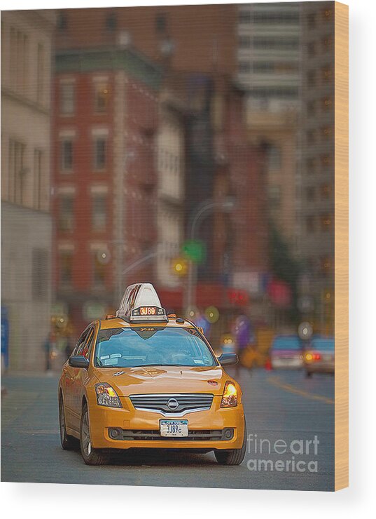 New York City Wood Print featuring the digital art Taxi by Jerry Fornarotto