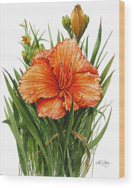Wildflower Wood Print featuring the painting Orange Lily by Bob George