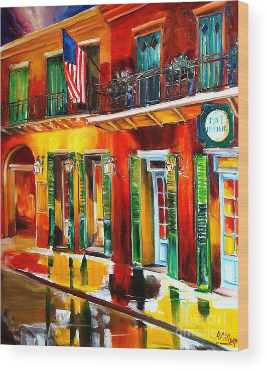 New Orleans Wood Print featuring the painting Outside Pat O'Brien's Bar by Diane Millsap