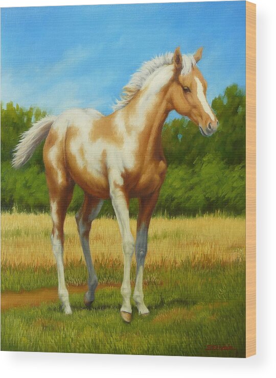 Horse Wood Print featuring the painting Paint Foal by Margaret Stockdale