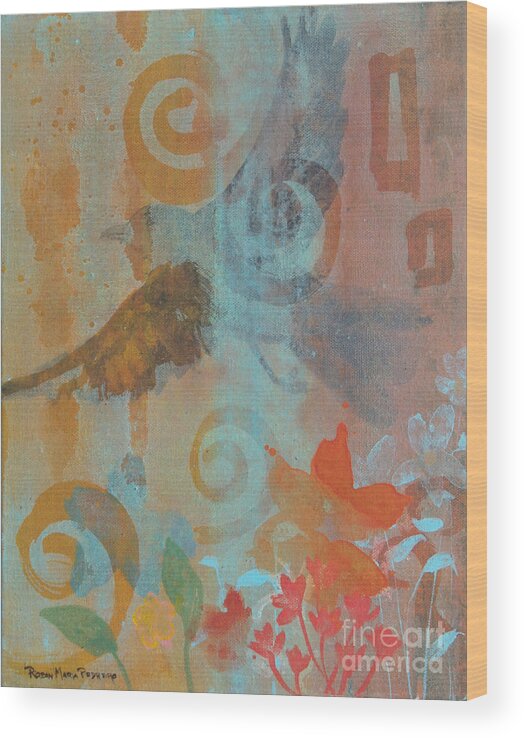 Libre Wood Print featuring the painting Pajaro Libre by Robin Pedrero