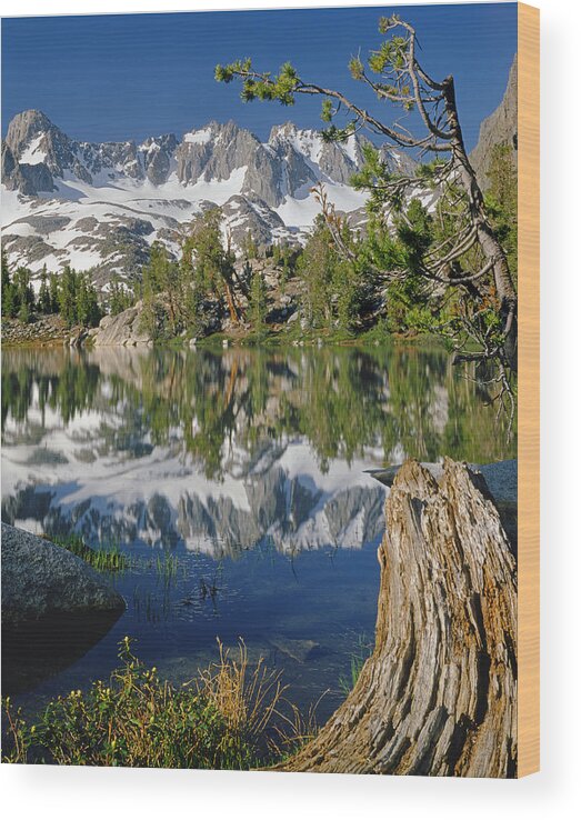 Palisade Peaks Wood Print featuring the photograph 2M6443-V-Palisade Peaks and Summit Lake V by Ed Cooper Photography