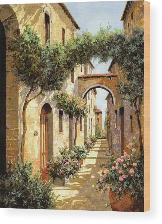 Landscape Wood Print featuring the painting Passando Sotto L'arco by Guido Borelli