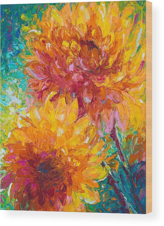 Dahlia Wood Print featuring the painting Passion by Talya Johnson