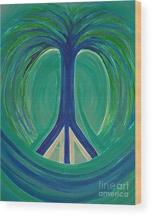 First Star Art Wood Print featuring the painting Peace Tree by jrr by First Star Art