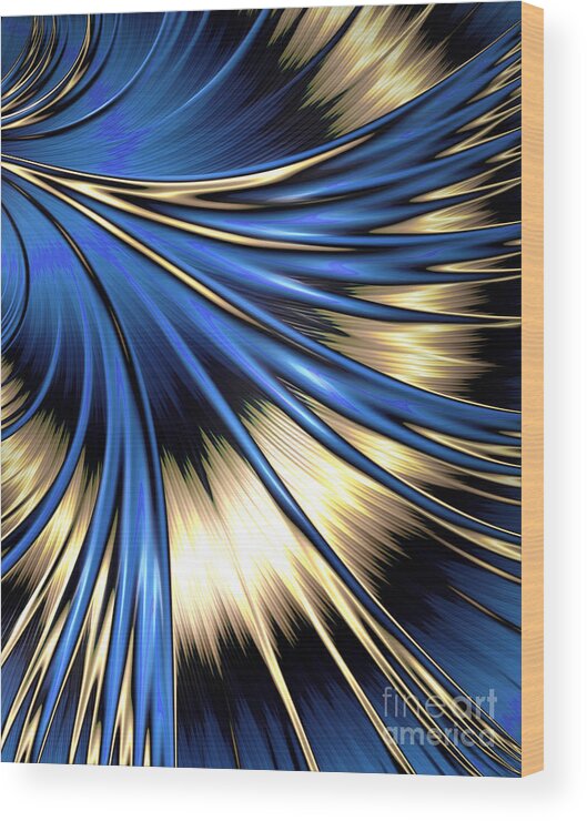 Peacock Wood Print featuring the digital art Peacock Tail Feather by Vix Edwards