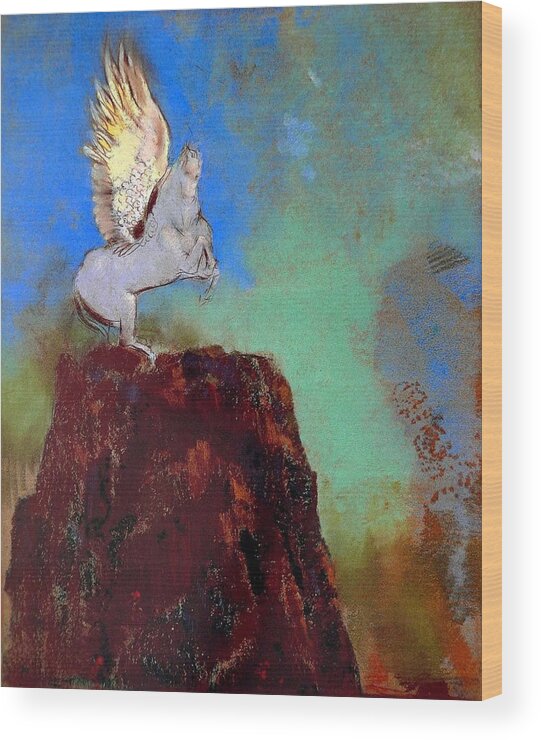 Pegasus Wood Print featuring the painting Pegasus by Odilon Redon