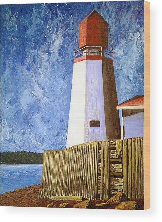 Sea Wood Print featuring the painting Pendlebury Lighthouse by Michael Graham