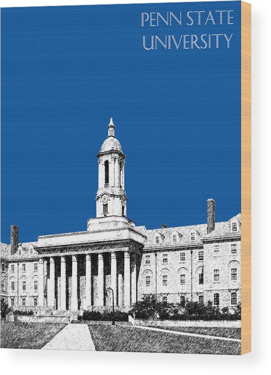 University Wood Print featuring the digital art Penn State University - Royal Blue by DB Artist