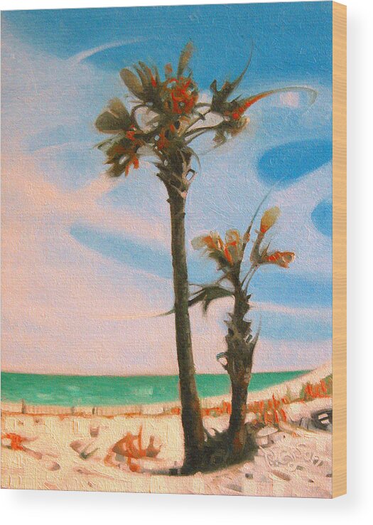 Pensacola Beach Wood Print featuring the painting Pensacola Beach by T S Carson