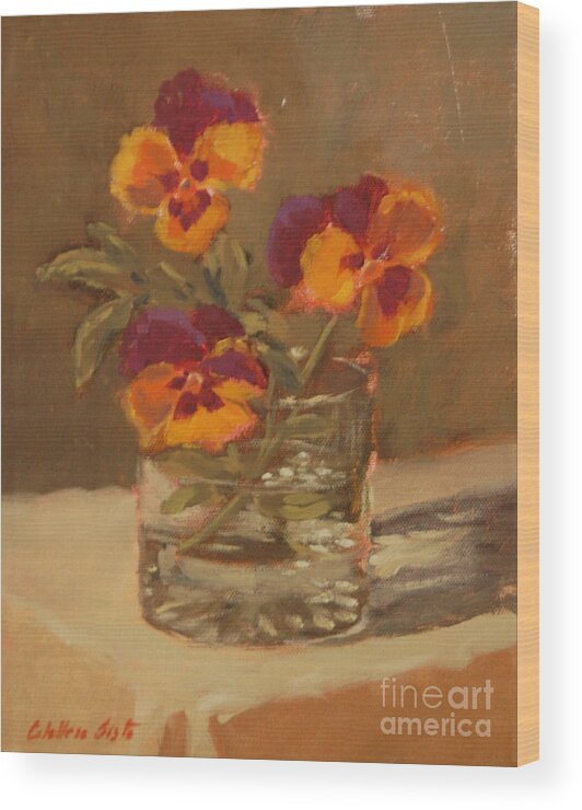 Still Life Arrangements Wood Print featuring the painting Pensamientos by Monica Elena