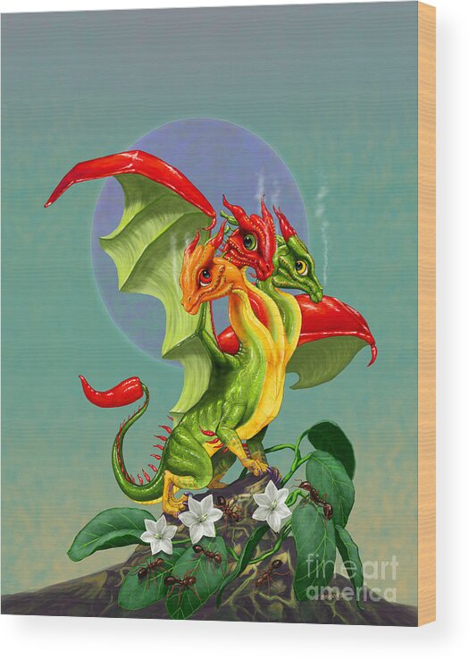 Dragon Wood Print featuring the digital art Peppers Dragon by Stanley Morrison