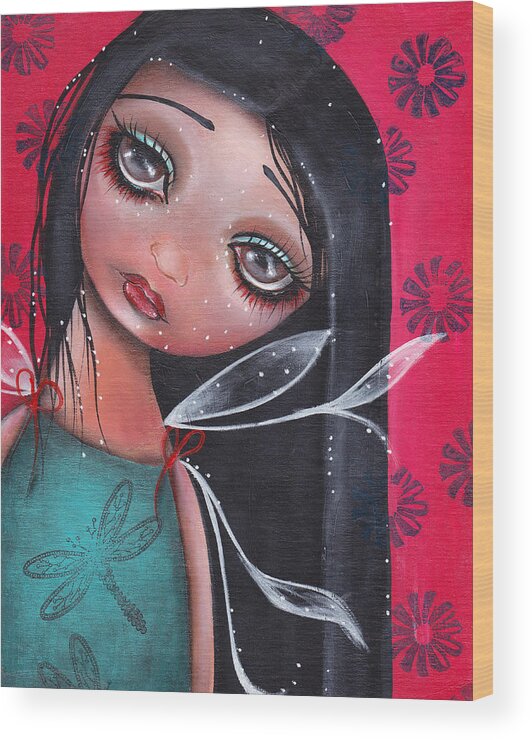 Fairy Wood Print featuring the painting Perla by Abril Andrade