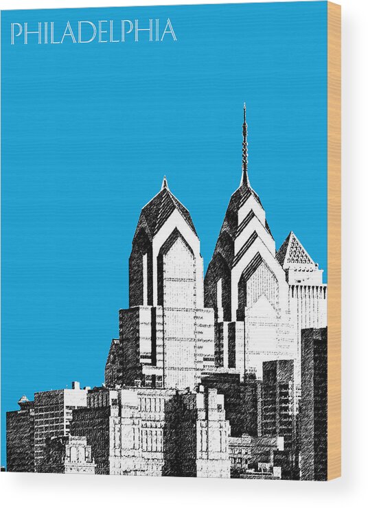 Architecture Wood Print featuring the digital art Philadelphia Skyline Liberty Place 1 - Ice Blue by DB Artist