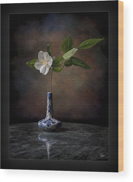 Flower Wood Print featuring the photograph Philadelphus in Vase by Endre Balogh