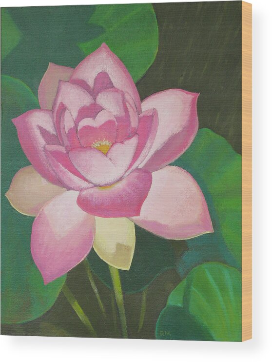 Lily Wood Print featuring the painting Pink Lily by Don Morgan
