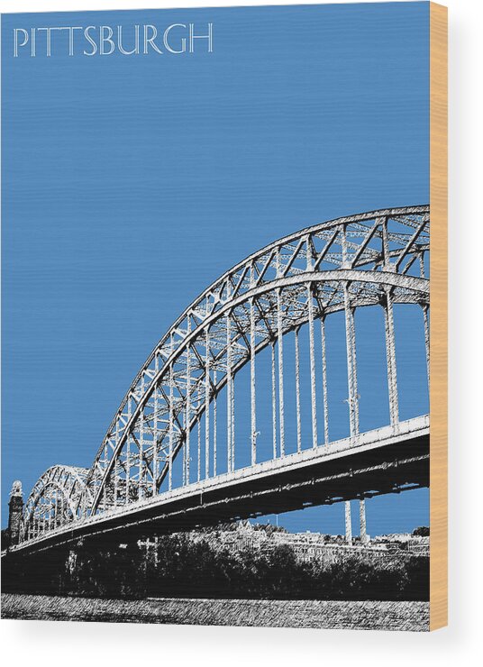 Architecture Wood Print featuring the digital art Pittsburgh Skyline 16th St. Bridge - Slate by DB Artist