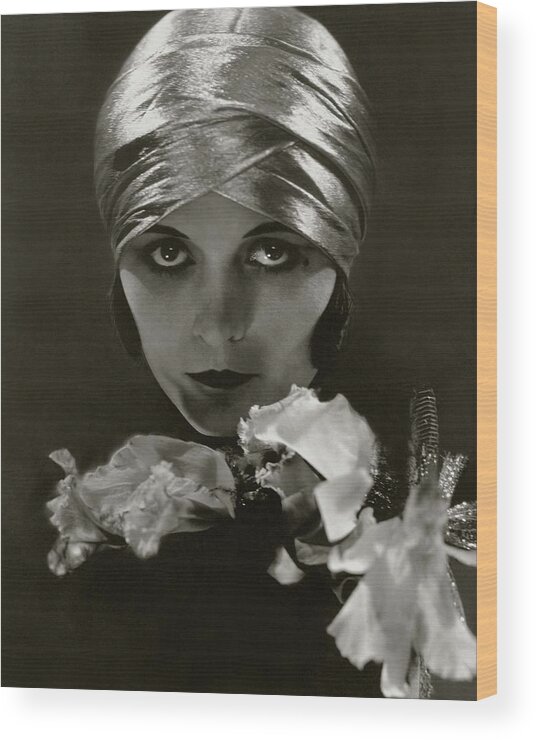Accessories Wood Print featuring the photograph Pola Negri Wearing A Head Wrap by Edward Steichen