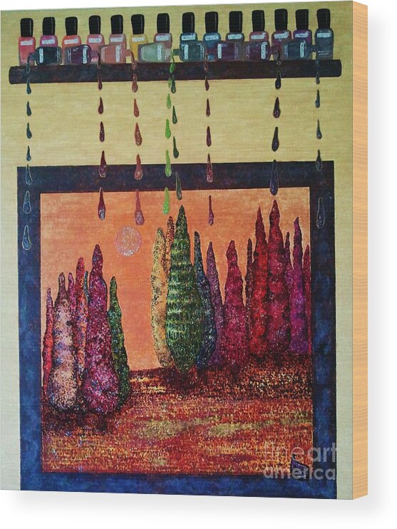 Forest Wood Print featuring the painting Polished Forest by Jasna Gopic