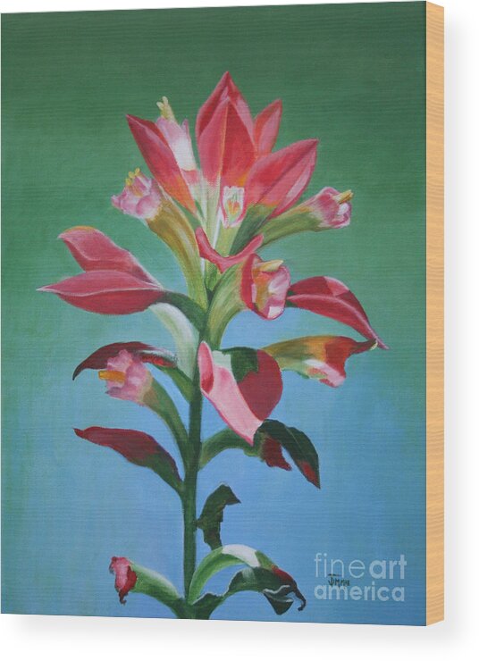 Indian Paintbrush Wood Print featuring the painting Portrait of an Indian Paintbrush by Jimmie Bartlett