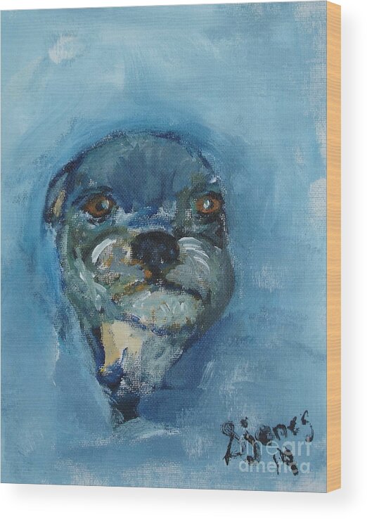 Animal Wood Print featuring the painting Puggie by Shelley Jones