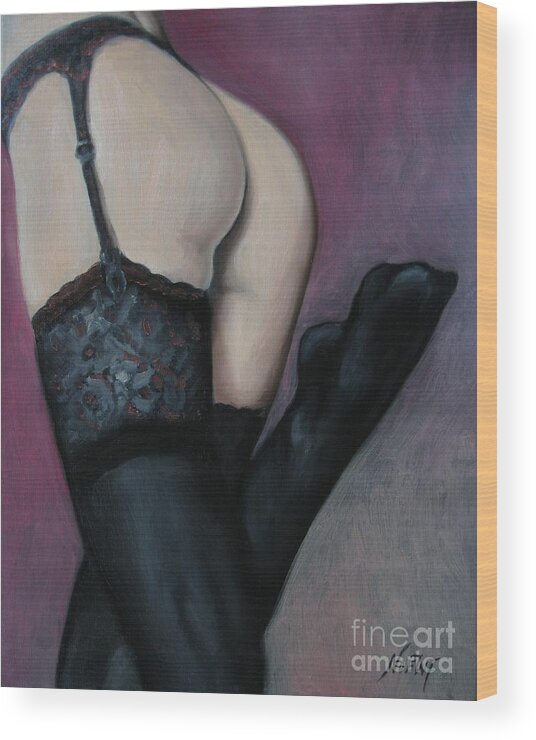 Noewi Wood Print featuring the painting Racy Lacy by Jindra Noewi