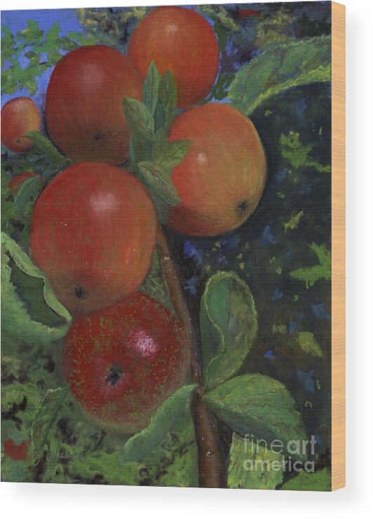 Apples Wood Print featuring the painting Ready to Pick by Ginny Neece