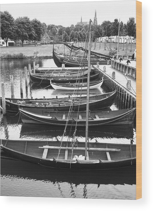 Boat Wood Print featuring the photograph Ready to Row BW by Jenny Hudson
