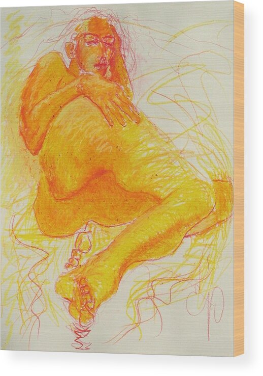 Nudes Wood Print featuring the painting Reclining Nude by Elizabeth Parashis