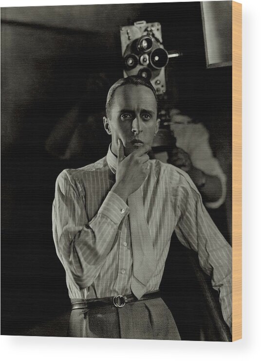 Director Wood Print featuring the photograph Rene Clair With A Camera by George Hoyningen-Huene