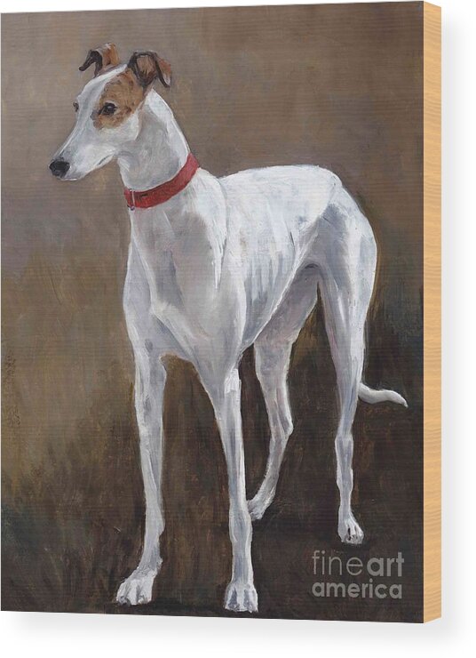 Greyhound Wood Print featuring the painting Rescued Racer by Charlotte Yealey