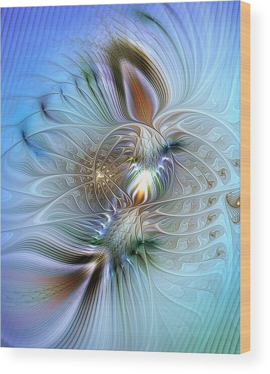 Abstract Wood Print featuring the digital art Rhapsodic Rendezvous by Casey Kotas