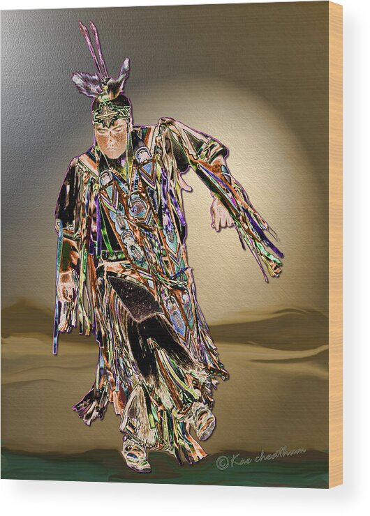 Pow Wow Dancer Wood Print featuring the digital art Ribbon Dancer by Kae Cheatham