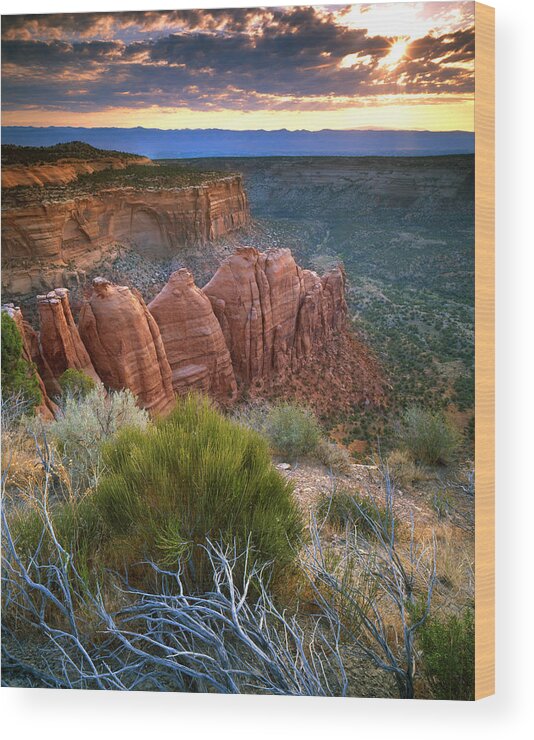 Colorado National Monument Wood Print featuring the photograph Rim Drive Sunrise by Ray Mathis