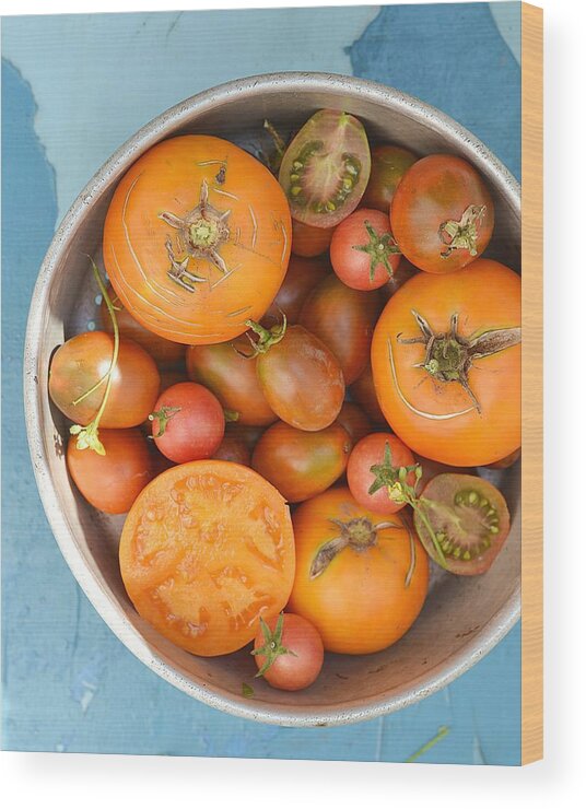 Juicy Wood Print featuring the photograph Ripe Tomatoes by Zoryana Ivchenko