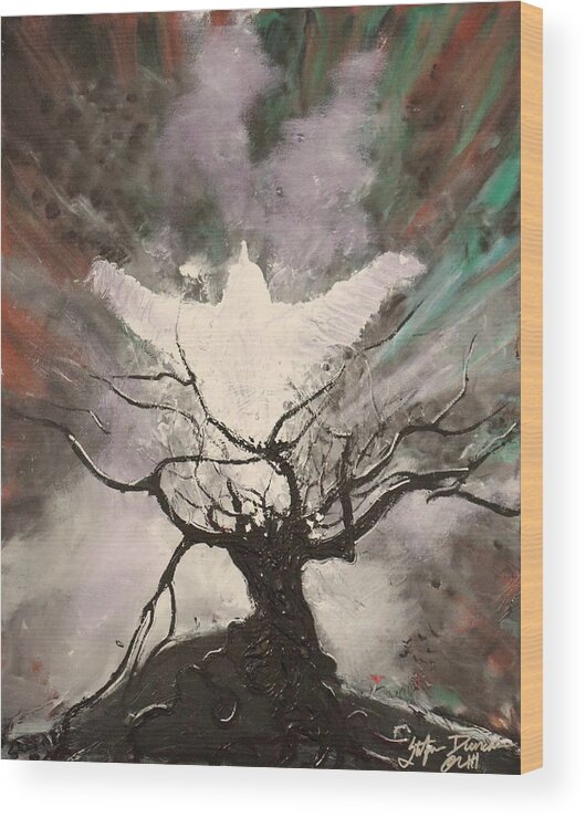 Fantasy Wood Print featuring the painting Rising From The Ashes by Stefan Duncan