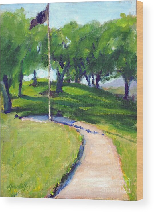 Riverside Wood Print featuring the painting Riverside National Cemetery POW MIA Flag by Joan Coffey