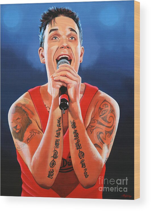 Robbie Williams Wood Print featuring the painting Robbie Williams Painting by Paul Meijering