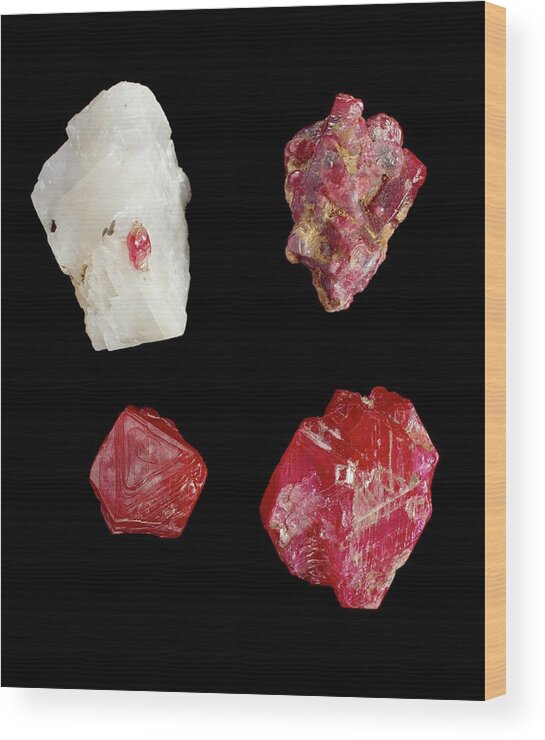 Edwardes Ruby Wood Print featuring the photograph Rubies And Sapphire by Natural History Museum, London/science Photo Library