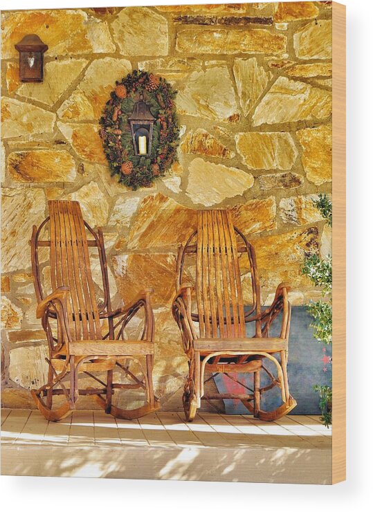 Rustic Wood Print featuring the photograph Rustic Rockers by Jean Goodwin Brooks