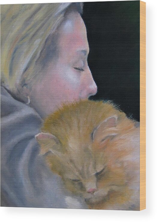 Cat Wood Print featuring the painting Samson by Susan Richardson