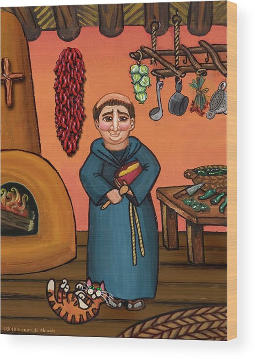 Folk Art Wood Print featuring the painting San Pascual and Vigas by Victoria De Almeida