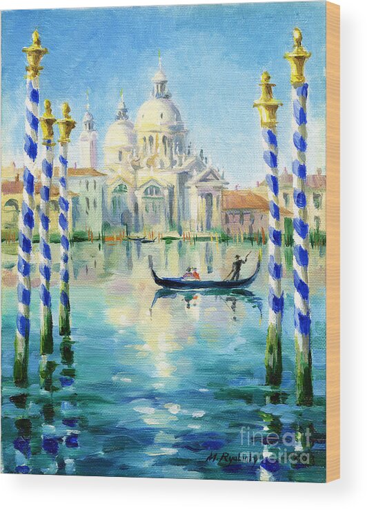 Oil Painting Wood Print featuring the painting Santa Maria Della Salute by Maria Rabinky