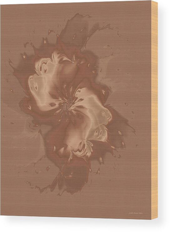 Abstract Wood Print featuring the digital art Satin Flower by Judi Suni Hall