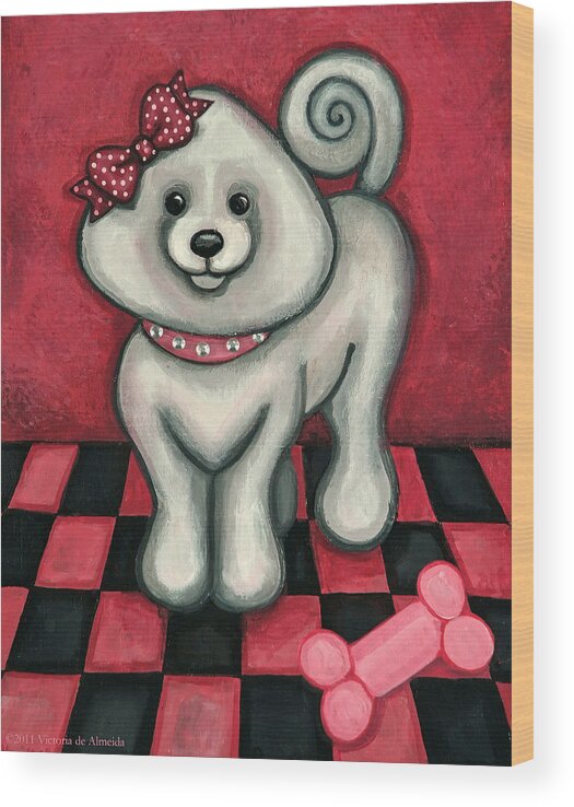 Poodle Wood Print featuring the painting Savannah Smiles by Victoria De Almeida