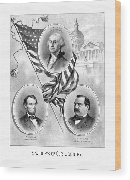 Abraham Lincoln Wood Print featuring the drawing Saviours Of Our Country by War Is Hell Store