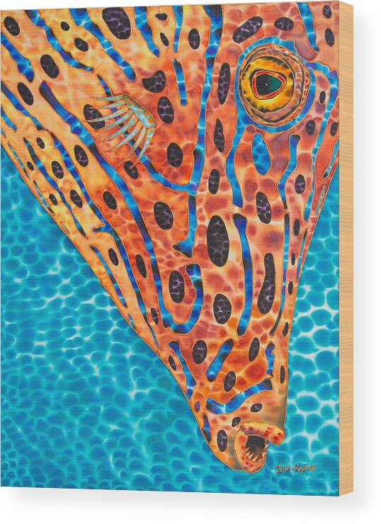Scrawled Filefish Wood Print featuring the painting Scrawled File Fish by Daniel Jean-Baptiste